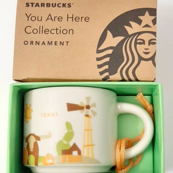 New Starbucks Texas Coffee Mini Mug Ornament 2 Oz 2016 Oil Rig Steer Cactus - Picture 2 of 8